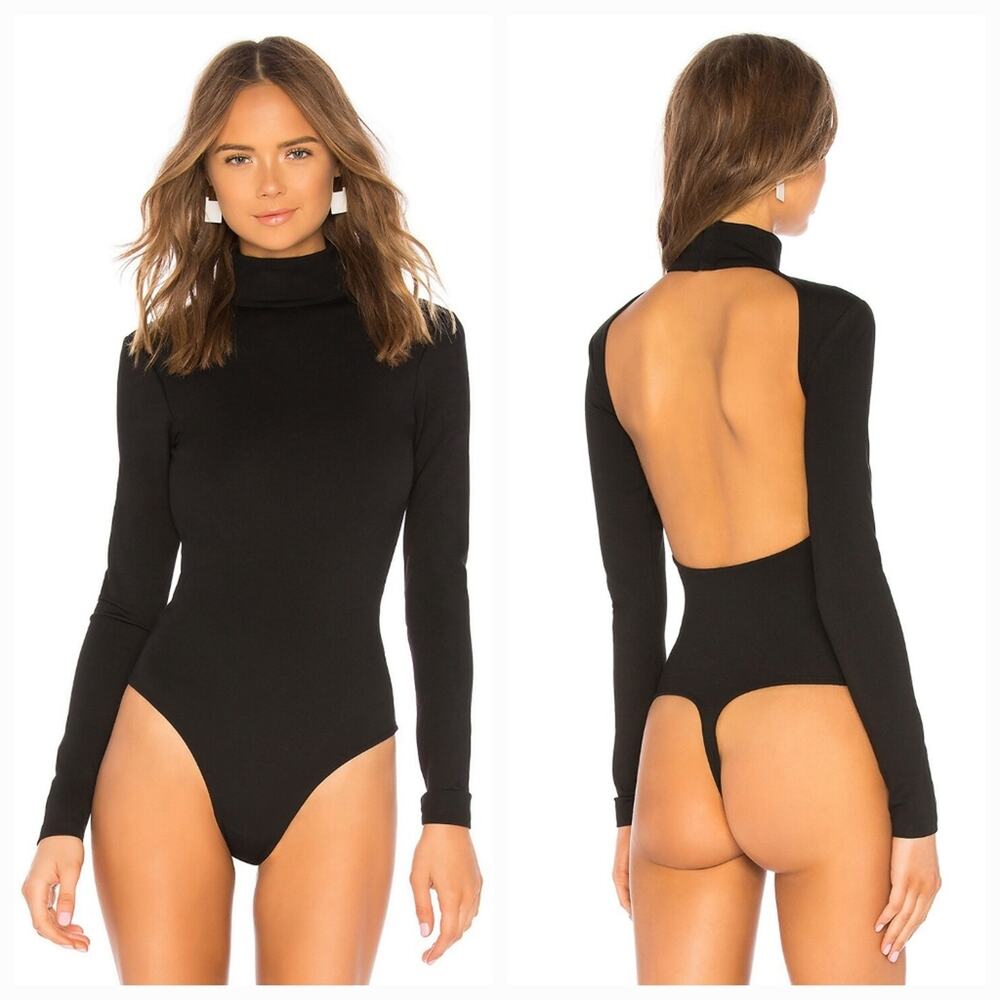 LPA Back Cut Out Bodysuit in Black XXS